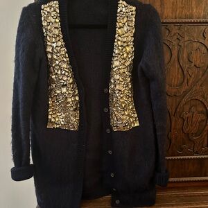 Embellished Navy Cardigan Sweater